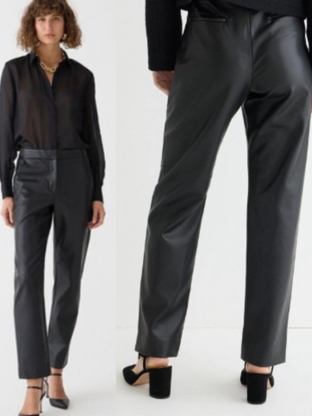 12 Tall J.Crew Kate Faux Leather Straight-leg Pants Vegan Faux Leather Black 12T